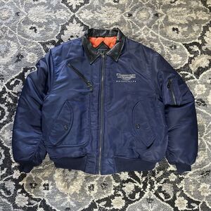 The Triple Connection Triumph Motorcycles Navy Flyers MA-1 Jacket Size Large